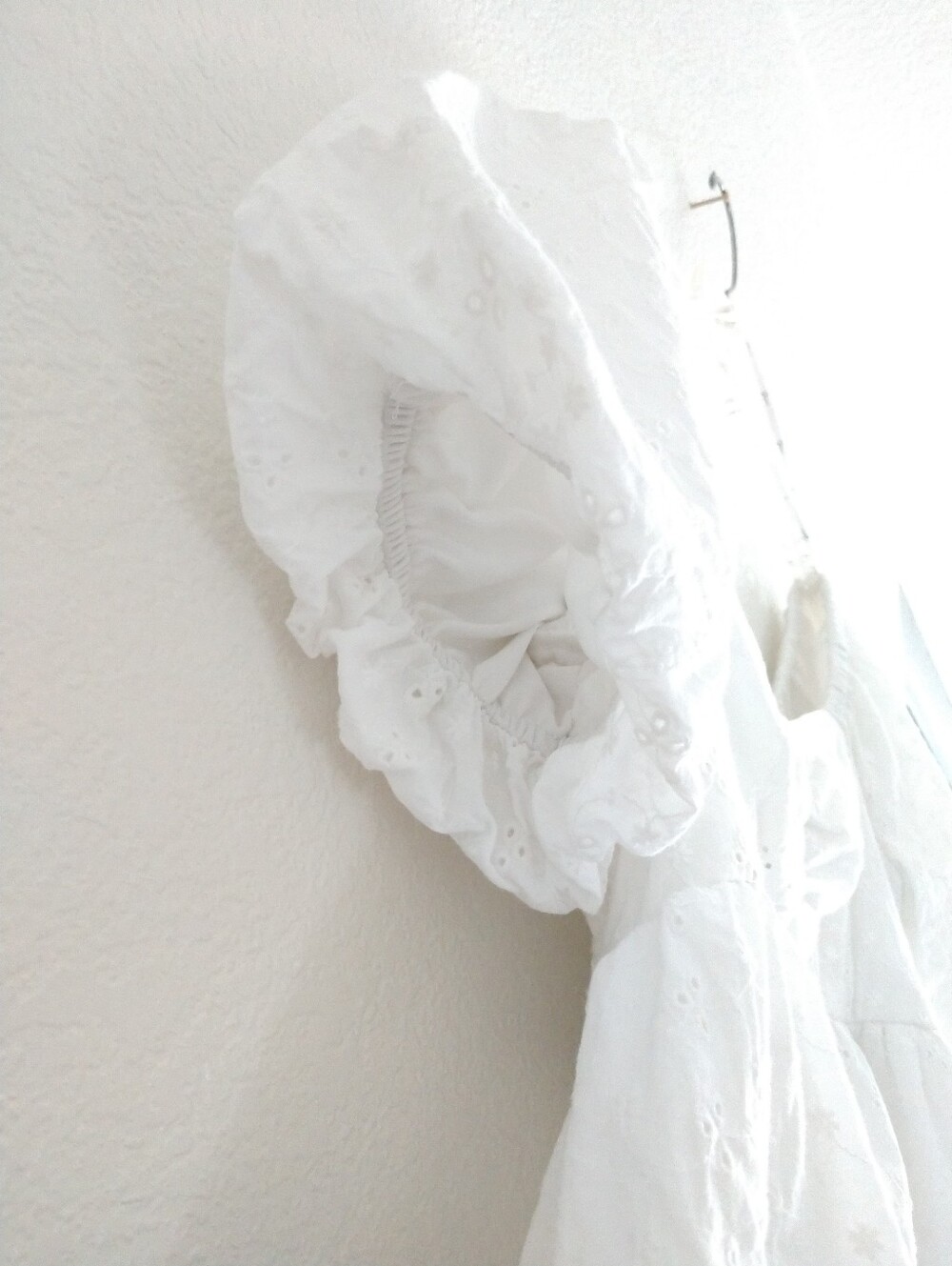 Adorable Japna White CROP Peasant Top Coquette White Eyelet Puff Sleeves Small - Picture 6 of 12